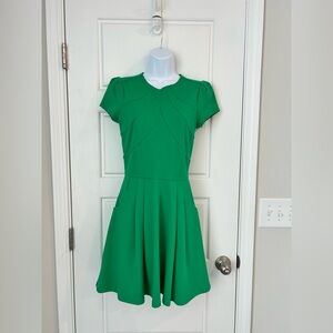 Gianni Bini Green Fit and Flare Puff Sleeve Mini Dress